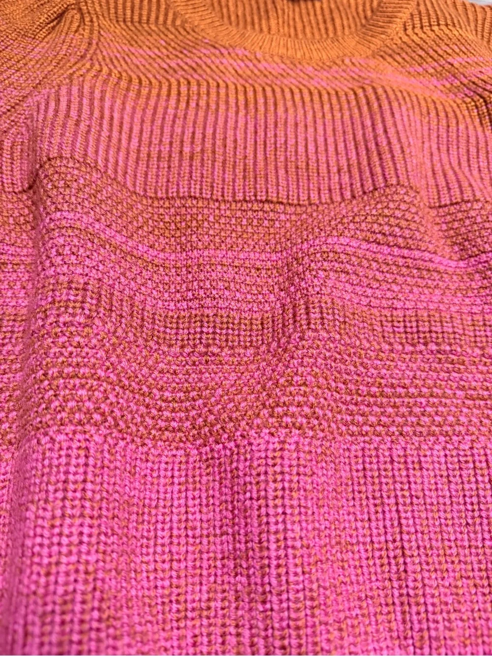 INTERMIX | 100% Wool Pink/Orange Ombré Crewneck Knit Preppy Sweater | Size S
